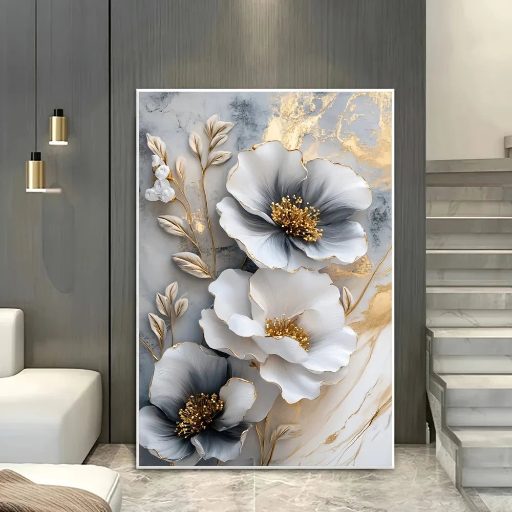 1 Modern Luxury Floral Canvas Mural for Elegant Decor