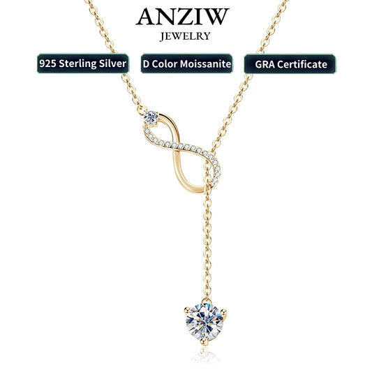 Elegant Silver Infinity Necklace for Women with Moissanite