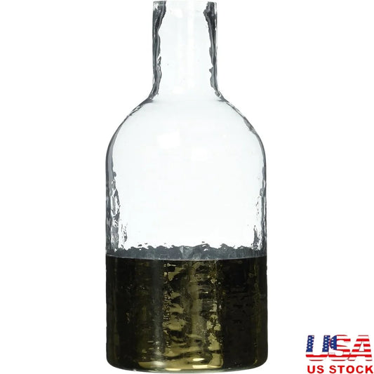 Large Hammered Glass Vase With Gold Base Modern Style