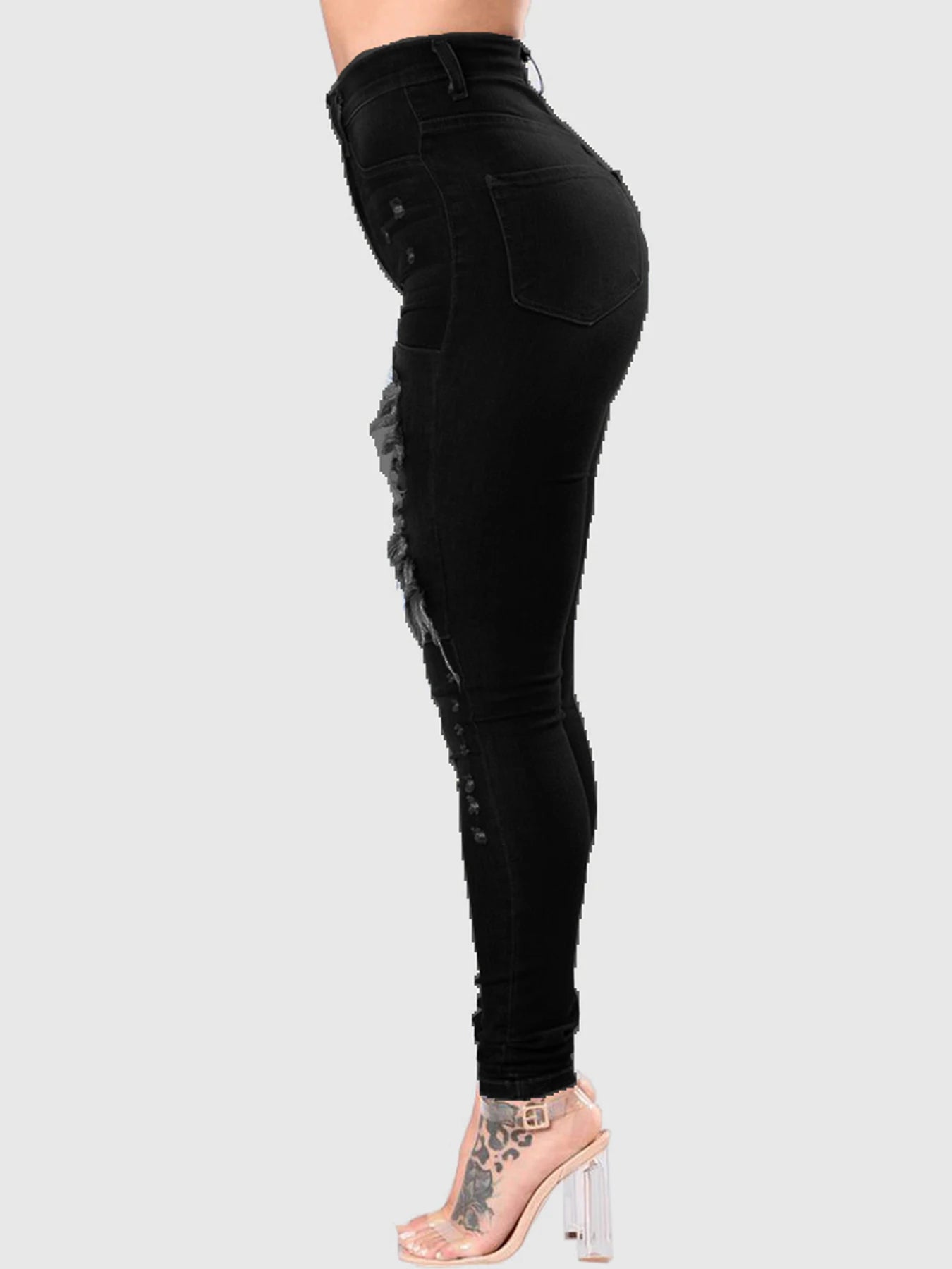 Women’s High Waisted Stretch Ripped Slim Fit Jeans