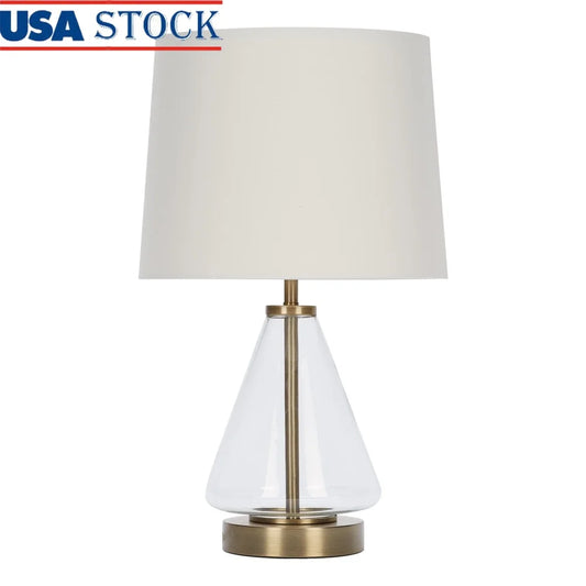 Brass Base Glass Table Lamp Modern Style Desk Lamp with Clear Shade E26 Bulbs Included