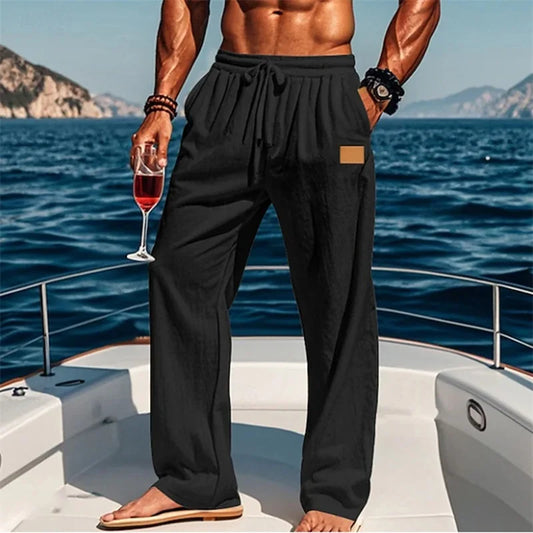 Men's Comfortable Elastic Waist Drawstring Pants for Casual Wear