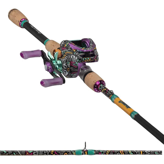 3 Baitcast Combo 7 Foot IM7 Graphite Rod Medium Heavy Fishing Rod