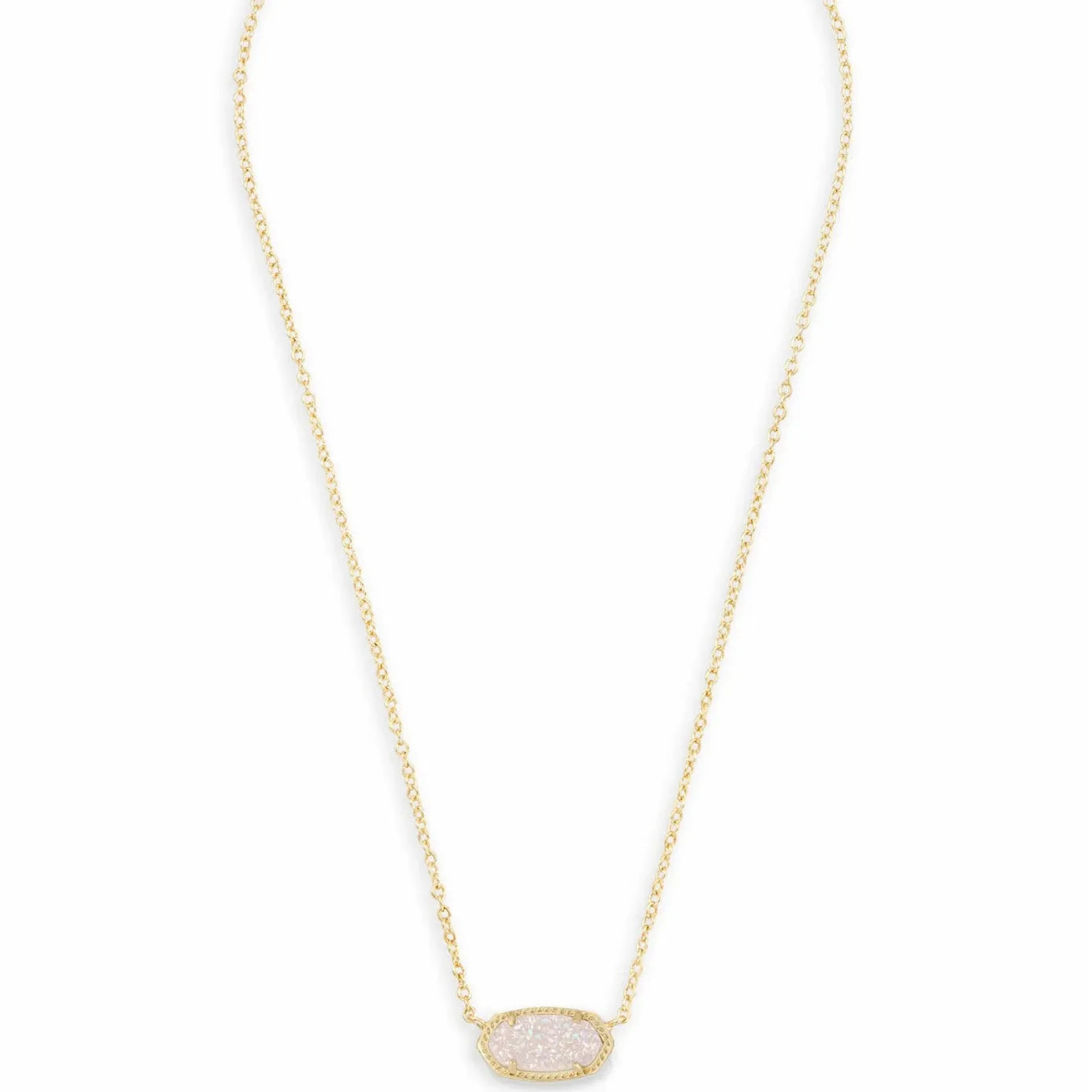 Iridescent Drusy Gemstone Natural Crystal Pendant Necklace