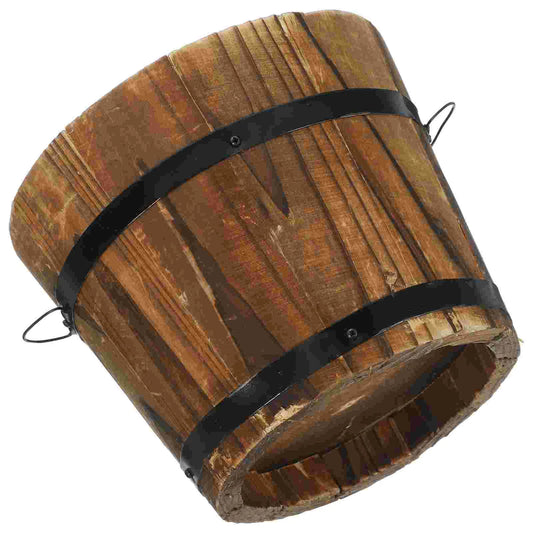 Large Wooden Flower Pot With Handles Classic Style Pine Planter
