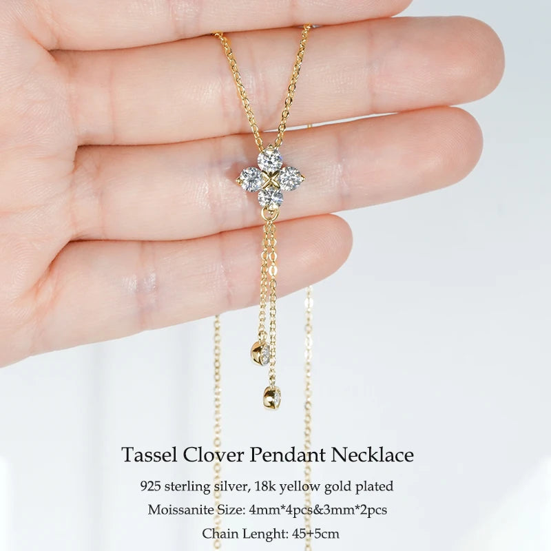 Elegant Moissanite Pendant Necklace in 925 Silver
