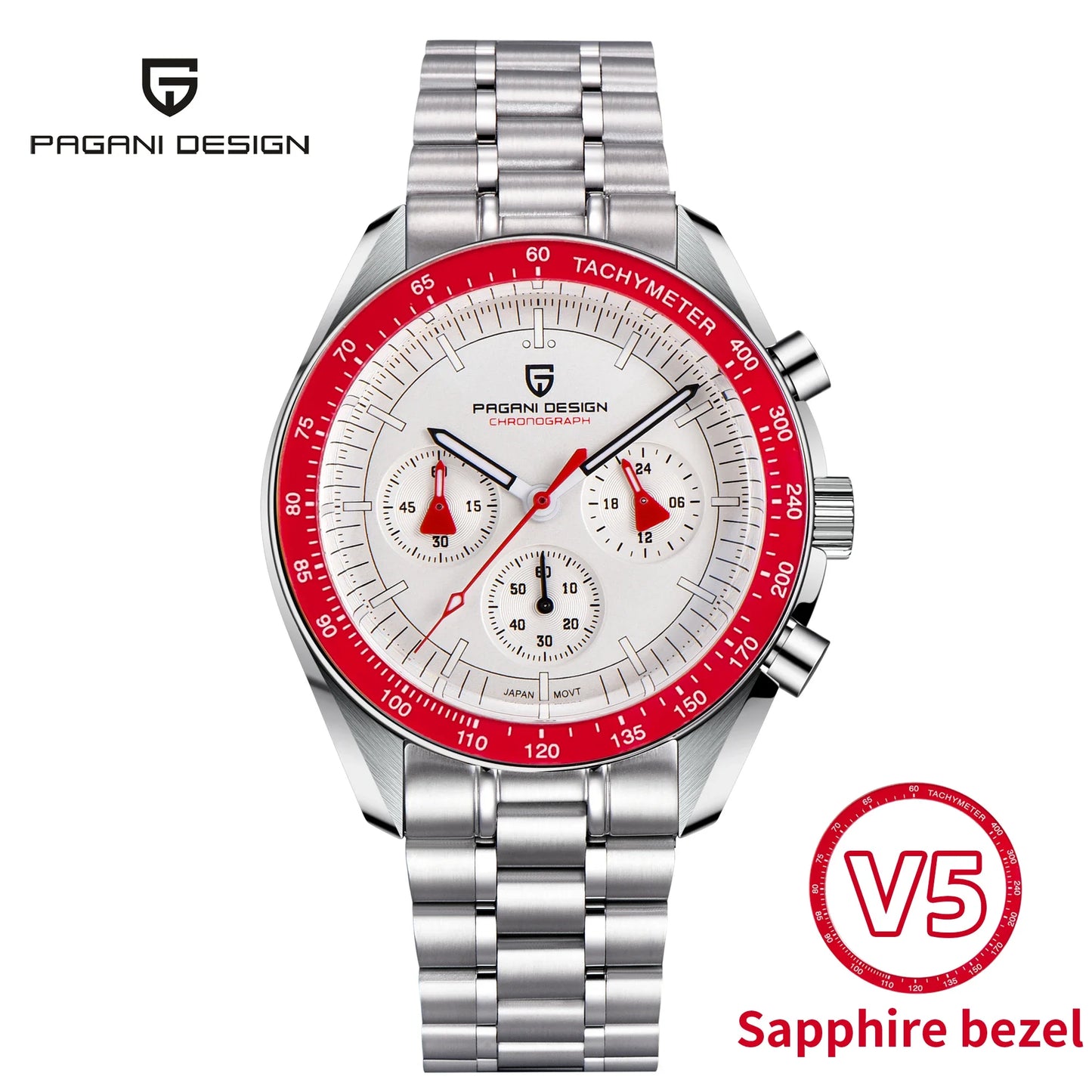 Men's Stainless Steel Quartz Watch with Folding Clasp and Round Dial