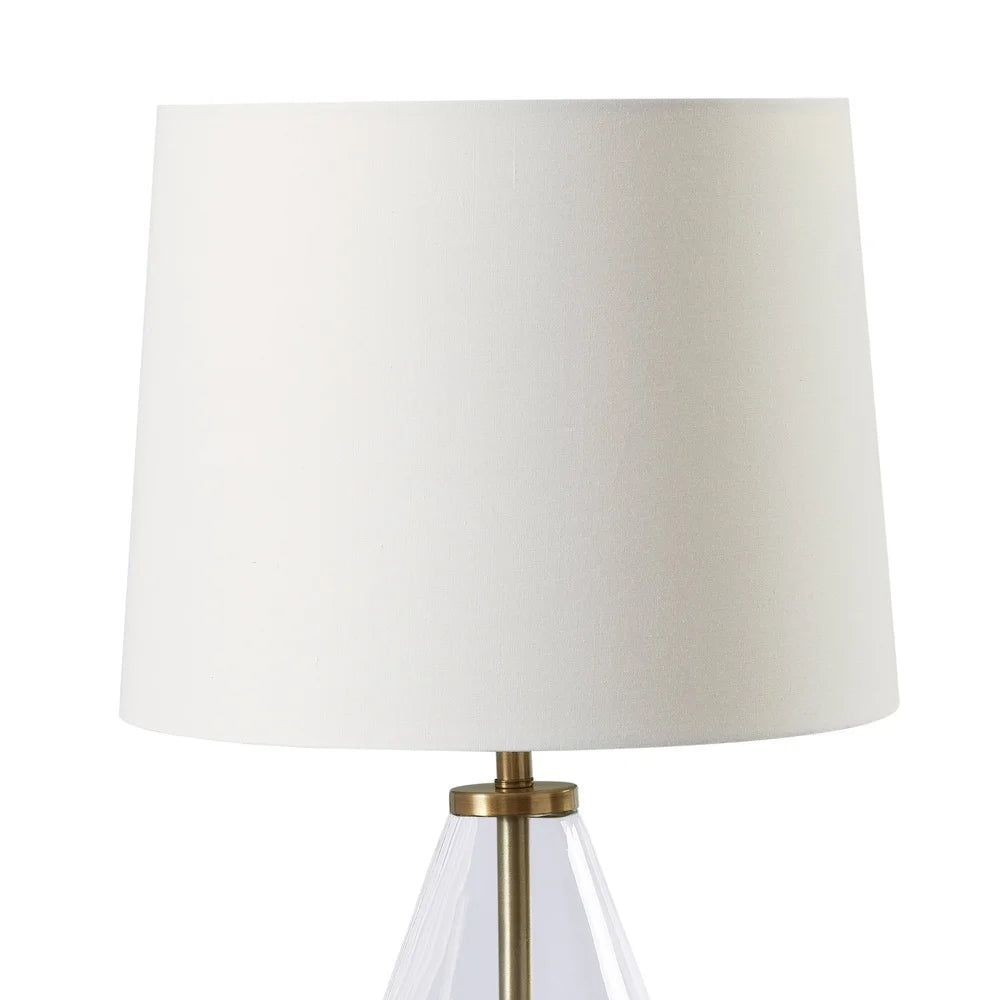 Brass Base Glass Table Lamp Modern Style Desk Lamp with Clear Shade E26 Bulbs Included