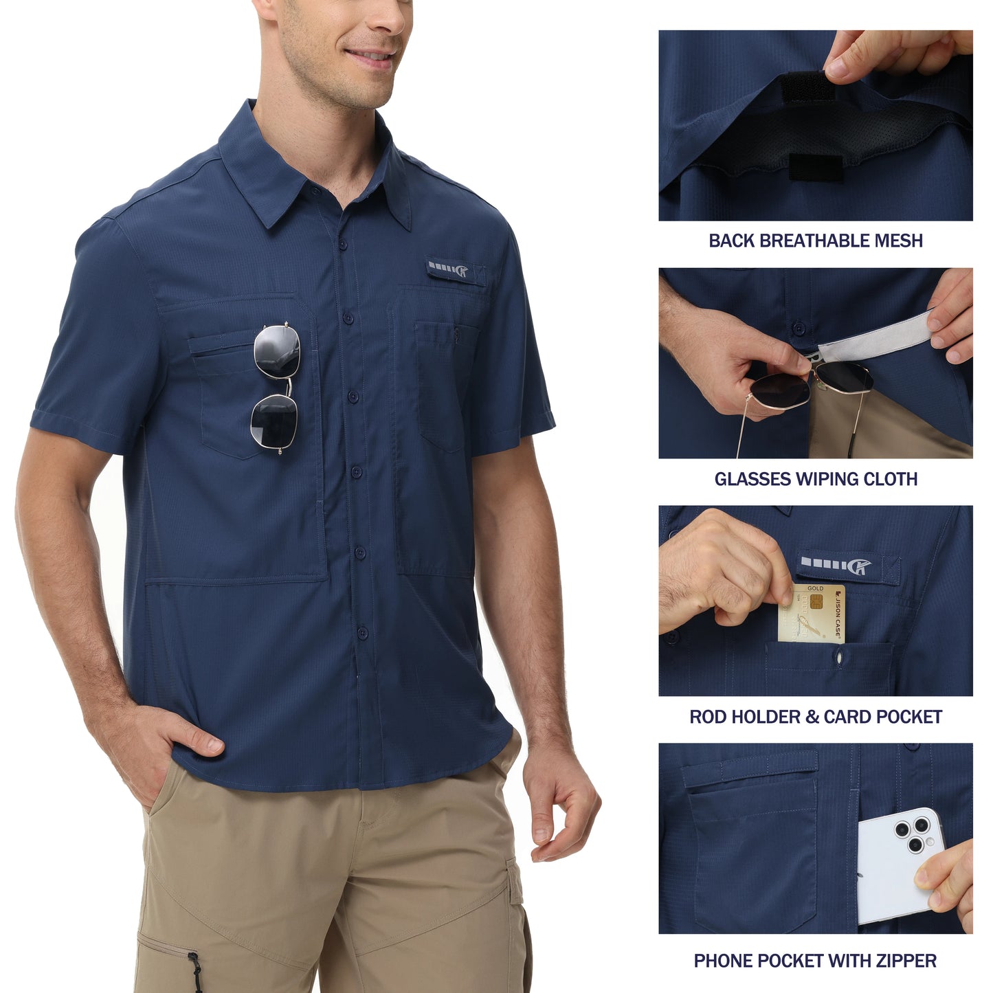 Men's Breathable Fishing Shirts with UV Protection and Pockets