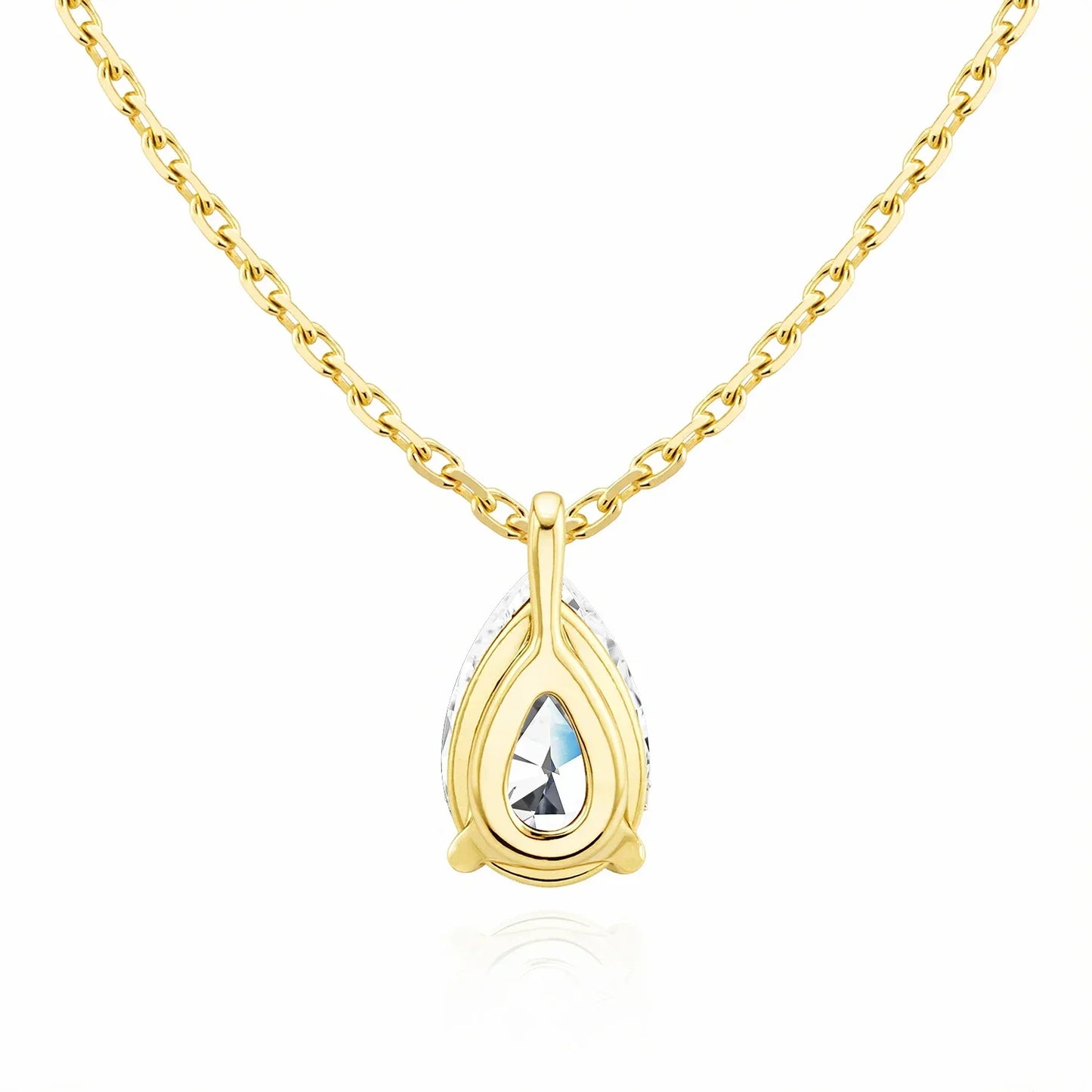 14K Gold 2CT Pear Cut Moissanite Necklace for Women