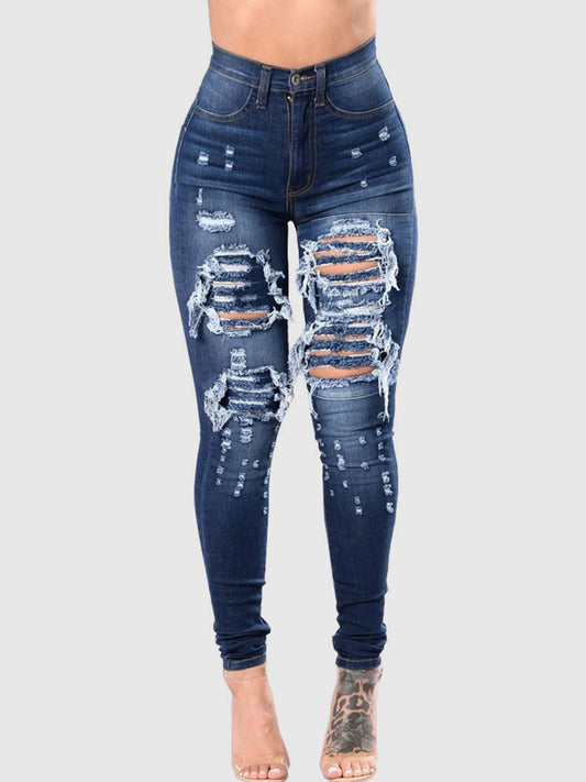 Women’s High Waisted Stretch Ripped Slim Fit Jeans