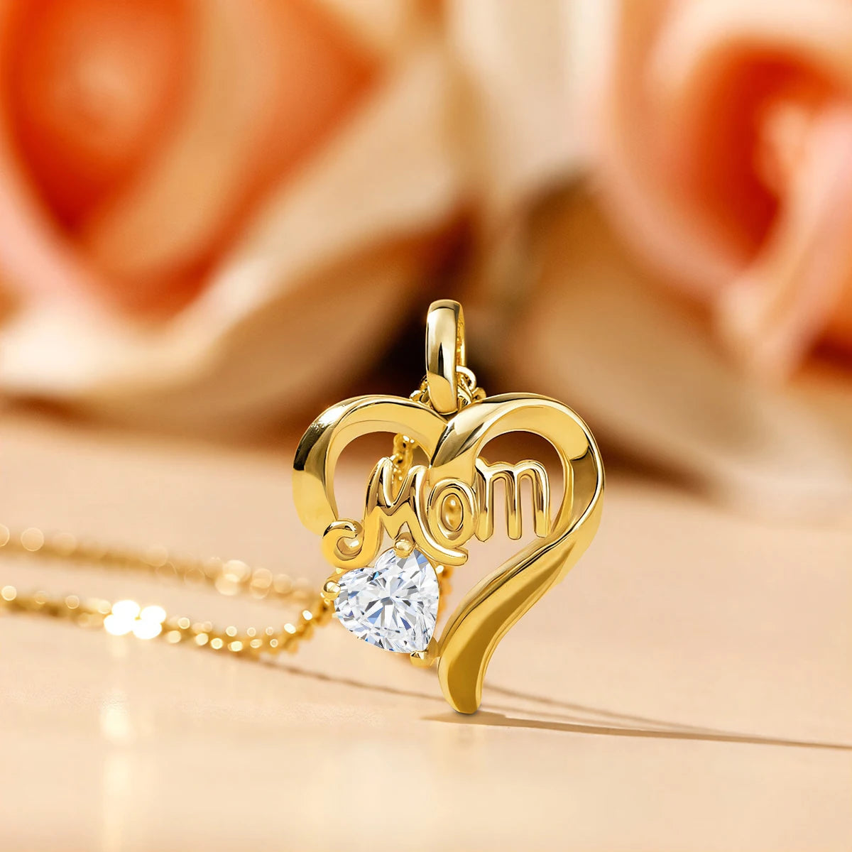 14k Gold Heart Necklace Moissanite with Certificate