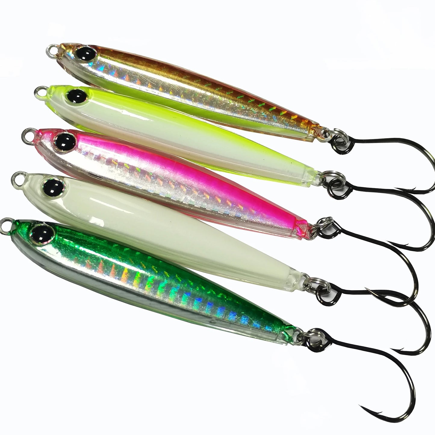 5 Pieces Epoxy Resin Jigs Bass Lure Mixed Colors for Ocean Boat Fishing Lake River Stream