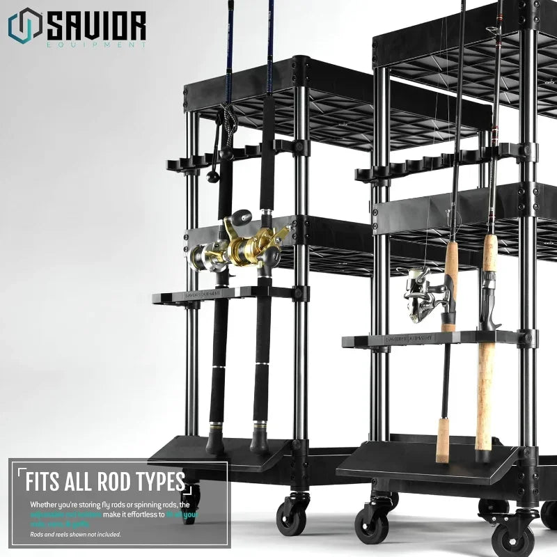 Mobile Tackle Station 16 Fishing Rod Holder Cart Waterproof Fishing Accessories