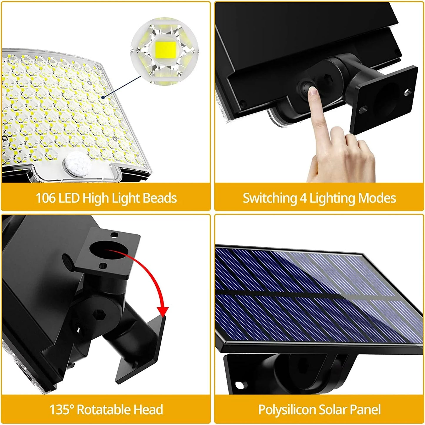 Solar Outdoor Lights - LED Motion Sensor for Easy Installation
