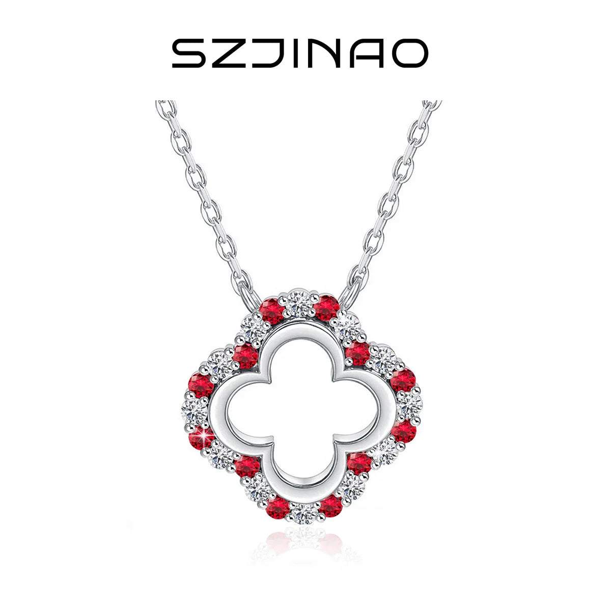 Four Leaf Clover Moissanite Diamond Pendant Necklace Gift