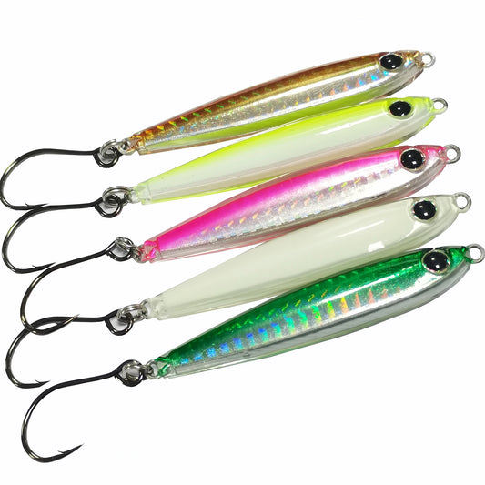 5 Pieces Epoxy Resin Jigs Bass Lure Mixed Colors for Ocean Boat Fishing Lake River Stream