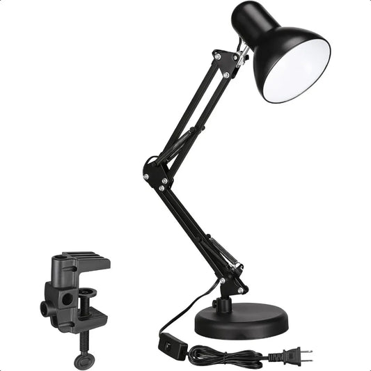 Metal Desk Lamp With Clamp Swing Arm Adjustable Brightness
