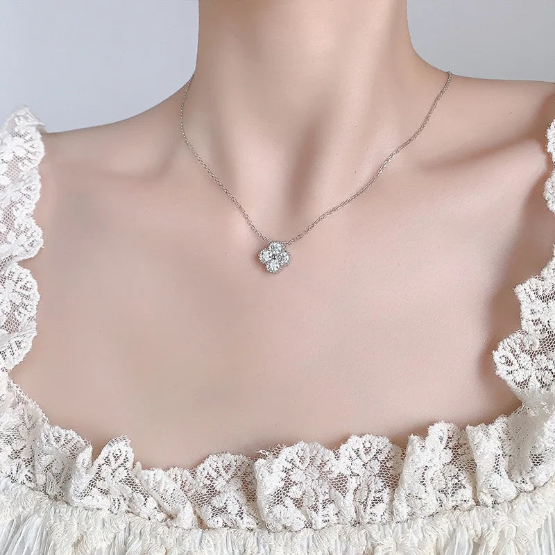 Elegant Moissanite Pendant Necklace in 925 Silver
