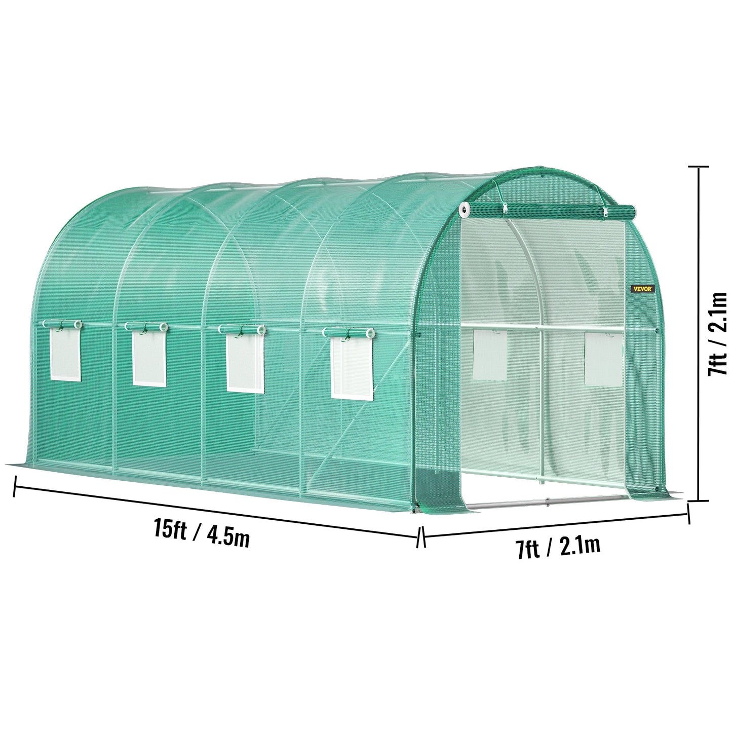 Walk In Greenhouse Galvanized Frame Waterproof Durable Easy Assembly Polyethylene Tunnel 15x7x7 10x7x7 20x10x7 12x7x7 Ft