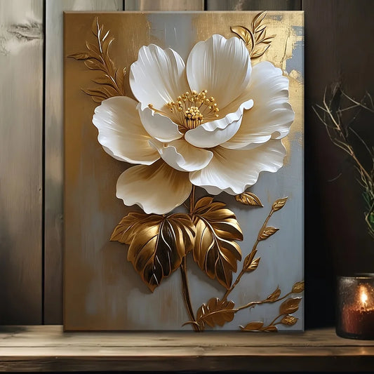1PC Elegant White Floral Canvas Vintage Wall Art Decor