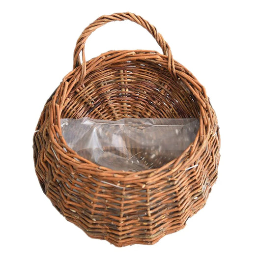 Handmade Woven Rattan Flower Hanging Basket For Decor