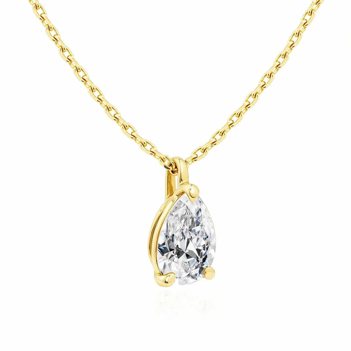 14K Gold 2CT Pear Cut Moissanite Necklace for Women
