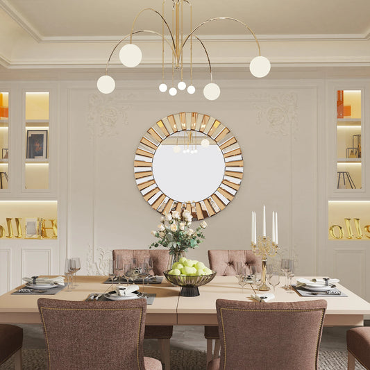 Decorative Round Sunburst Wall Mirror Luxury Modern Art Space Decor