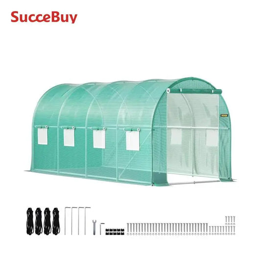 Walk In Greenhouse Galvanized Frame Waterproof Durable Easy Assembly Polyethylene Tunnel 15x7x7 10x7x7 20x10x7 12x7x7 Ft