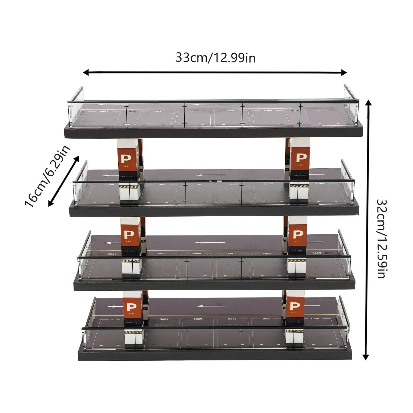 1:64 Acrylic Parking Lot Scene Model 4-Layer Car Vehicle Garage Showcase