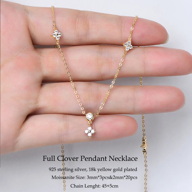 Elegant Moissanite Pendant Necklace in 925 Silver