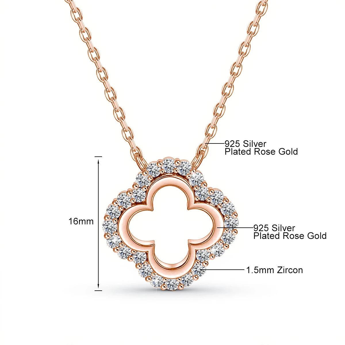 Four Leaf Clover Moissanite Diamond Pendant Necklace Gift