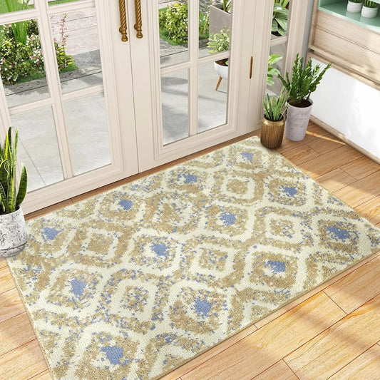 Ultra Soft Area Rug with Cotton Backing 2200GSM Low Pile Abstract Design