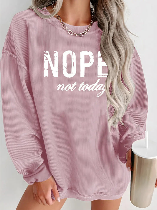 Long Sleeved Round Neck Casual Hoodie for Women in Polyester Blend