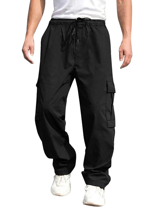 Men's Loose Cargo Pants with Pockets for Casual Wear