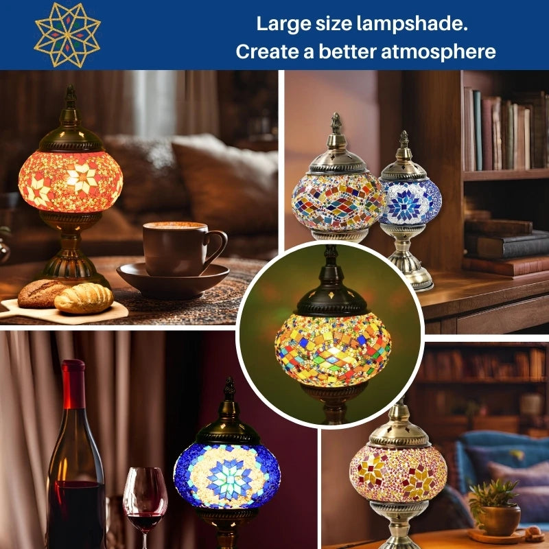 Stained Glass Mosaic Table Lamp with Adjustable Color and UL Certification