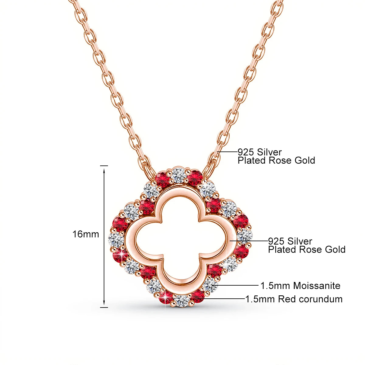 Four Leaf Clover Moissanite Diamond Pendant Necklace Gift