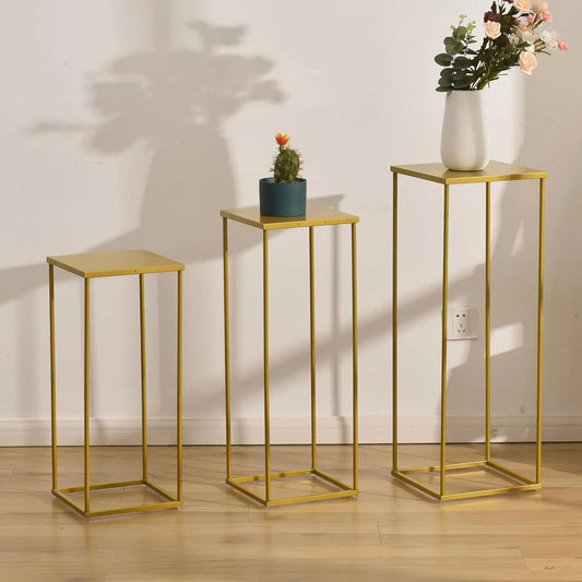 3 Pieces Metal Plant Stand Tall Cake Modern Style Floor Vase Set