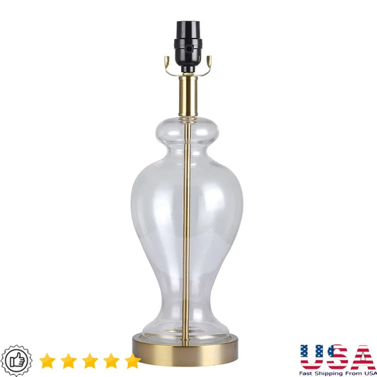 Brass Glass Table Lamp Base 18 Inch E26 White Glass Brushed Nickel Finish Gold Frame
