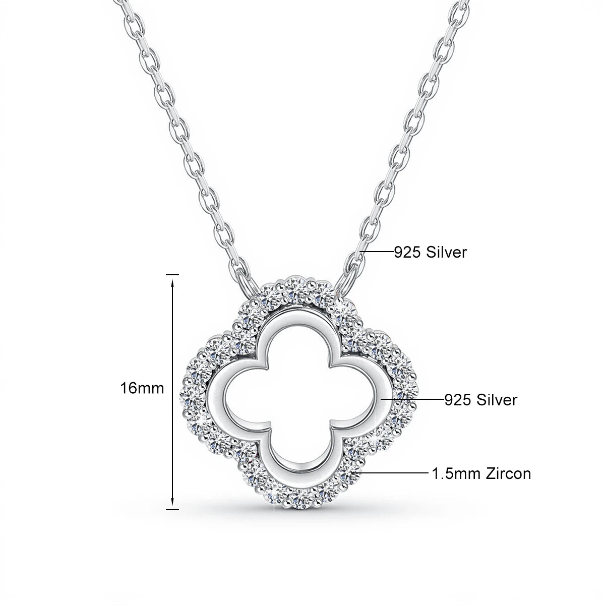 Four Leaf Clover Moissanite Diamond Pendant Necklace Gift
