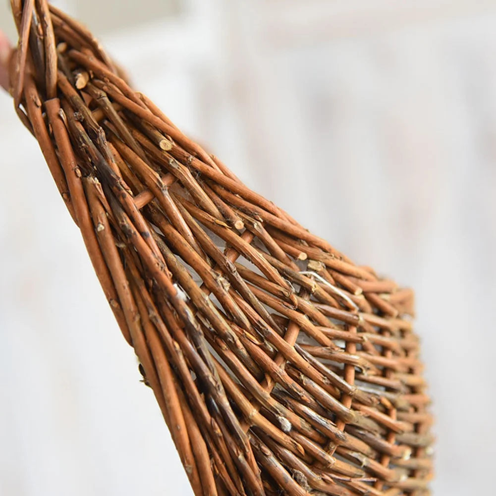 Handmade Woven Rattan Flower Hanging Basket For Decor