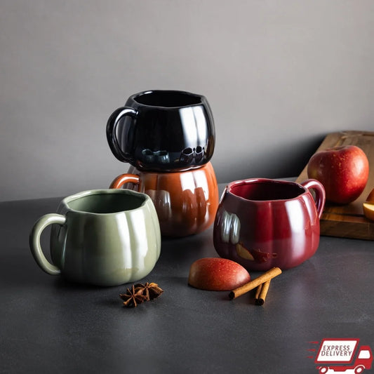 16oz Pumpkin Pearl Stoneware Coffee Mugs Set of 4 Eco-Friendly Classic Design
