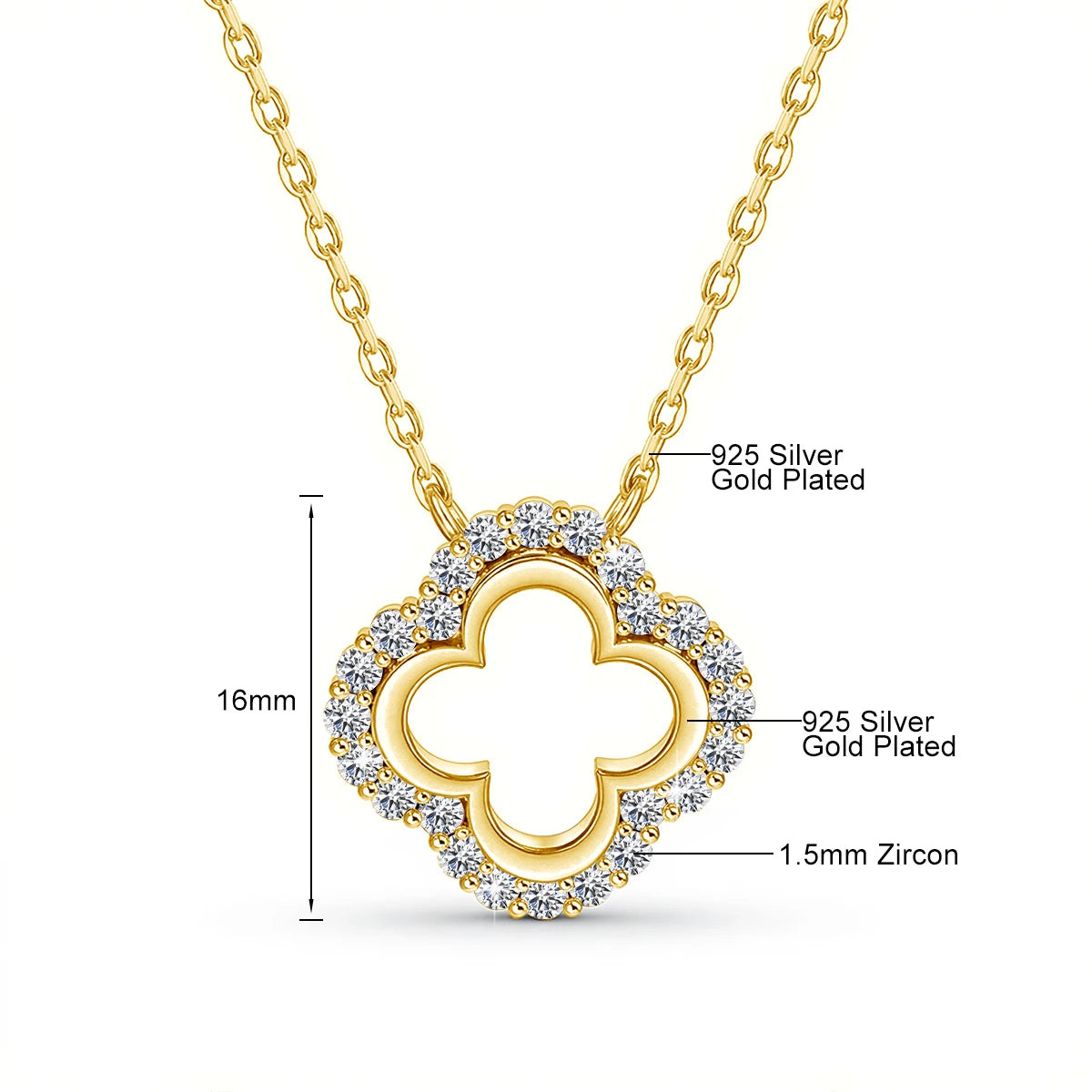 Four Leaf Clover Moissanite Diamond Pendant Necklace Gift