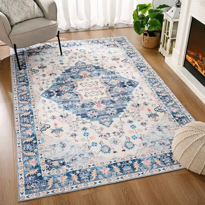 Soft Vintage Print Anti-Slip Rug for Living Room and Bedroom